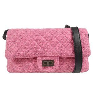 Chanel Pink Tweed Mademoiselle Lock Shoulder Bag 160599